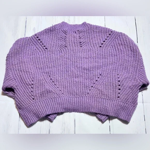 Elizabeth and James Open Stitch Crew Neck Cropped Sweater - Picture 5 of 5